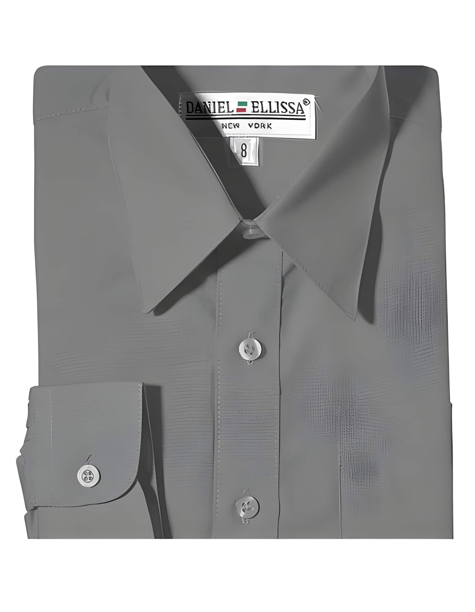 Daniel Ellissa One Chest Pocket French Cuff Silver Dress Shirt