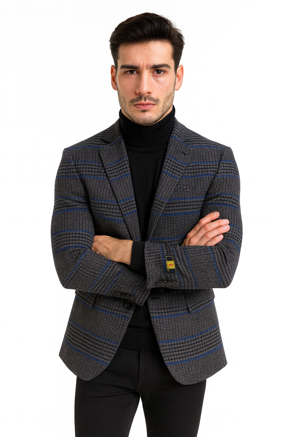 Dark Grey Houndstooth Blazer - Heavy Fabric Winter Fabric Glen Plaid Sport Coat