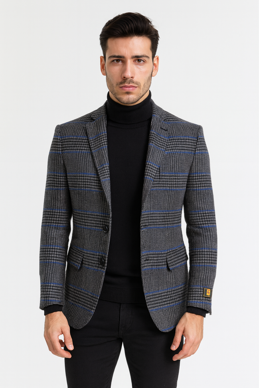 Dark Grey Houndstooth Blazer - Heavy Fabric Winter Fabric Glen Plaid Sport Coat