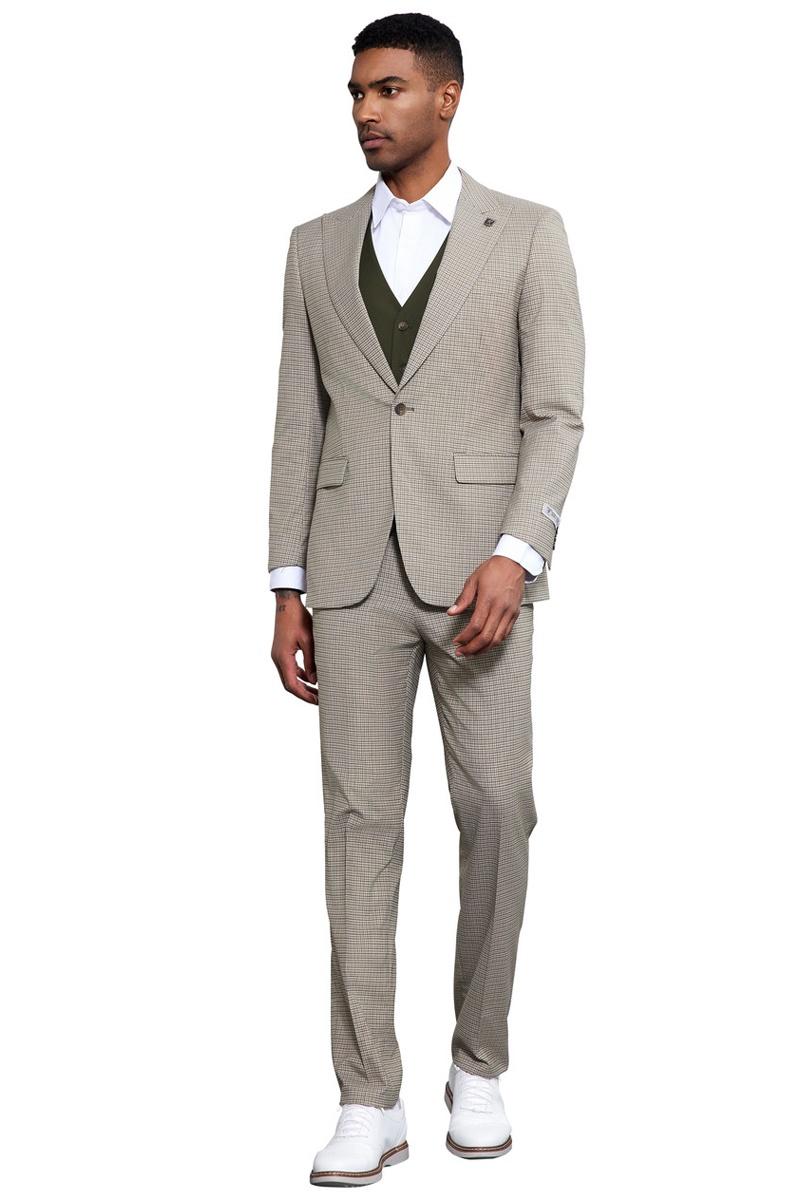Stacy Adams Sage Micro Check Vested Suit