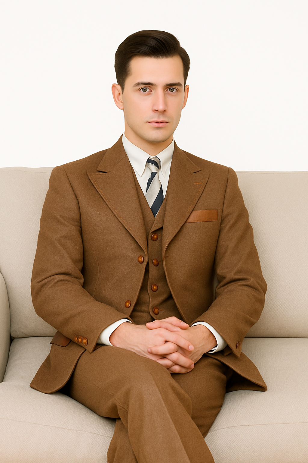 Denim 3-Piece Cotton Vested Suit