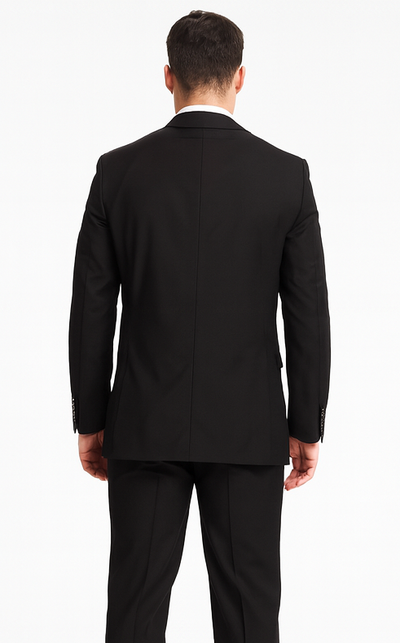 Discounted Men's Black 2 Buttons 3 Pieces Vested Suit Pleated Pants Regular Fit Online Sale