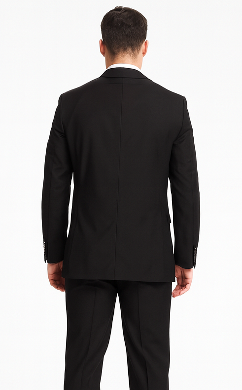 Discounted Men's Black 2 Buttons 3 Pieces Vested Suit Pleated Pants Regular Fit Online Sale