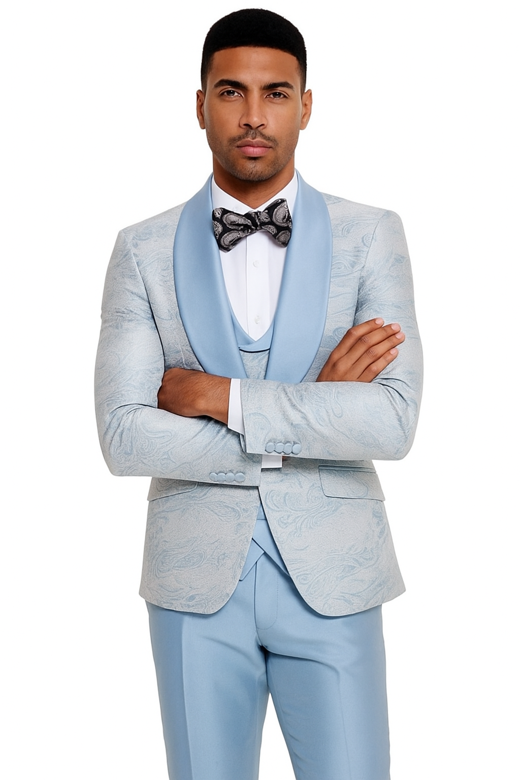 2026 Prom Blue Double-Breasted Tuxedo by Tazzio