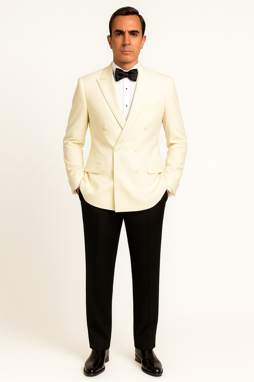 Ivory Double Breasted Tuxedo Dinner Jacket