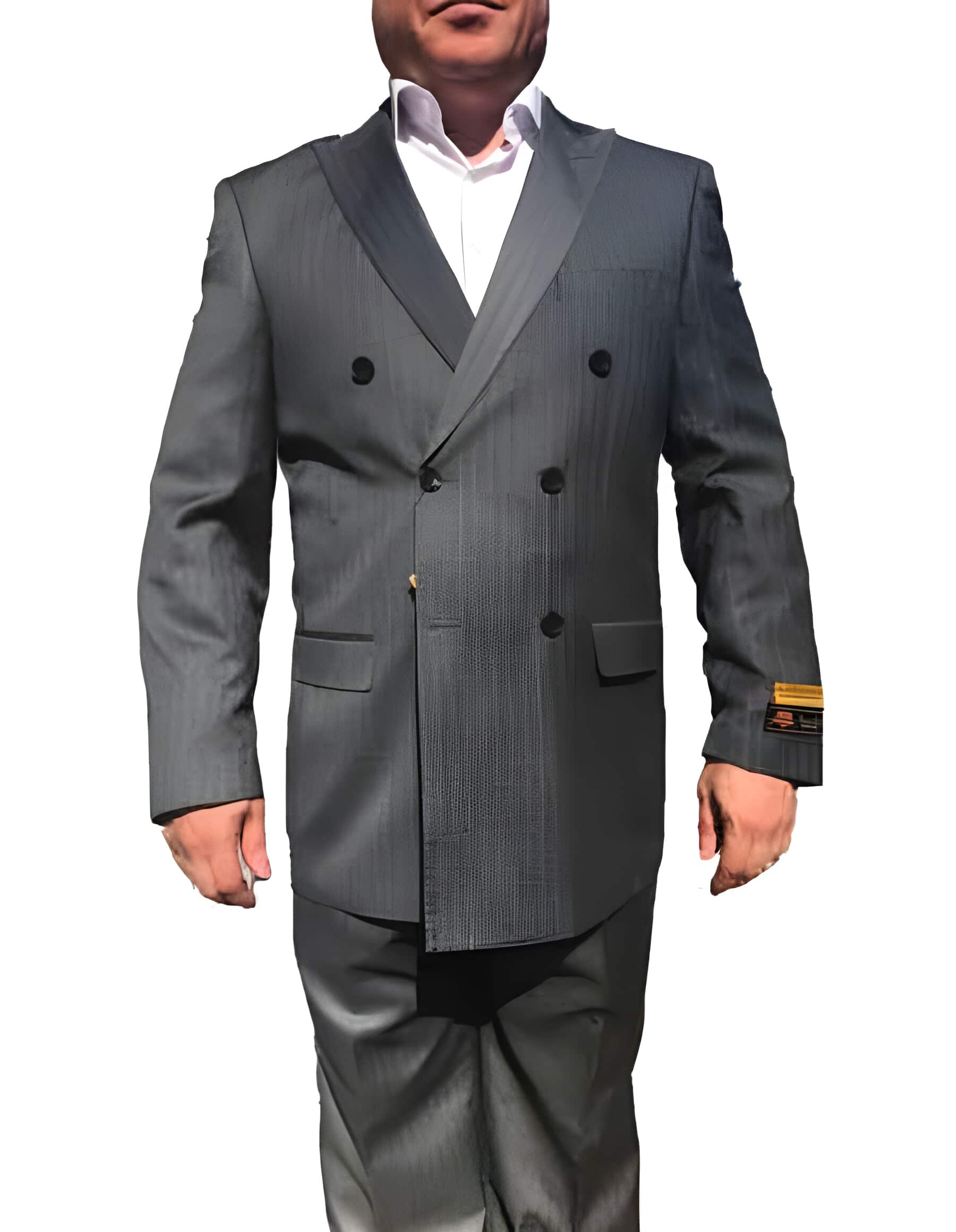 Double Breasted Dark Gray Stripe Pattern Suits