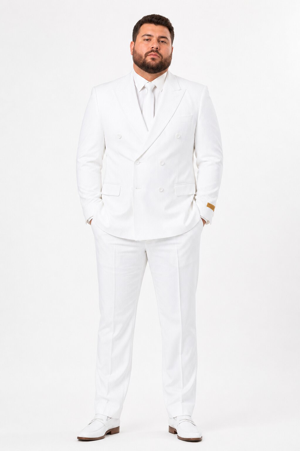 Double Breasted Summer Seersucker Suit, White Pinstripe