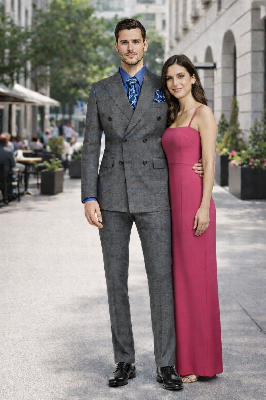 Double Breasted Suit - Charcoal Suit - Side Vented - Modern Fit