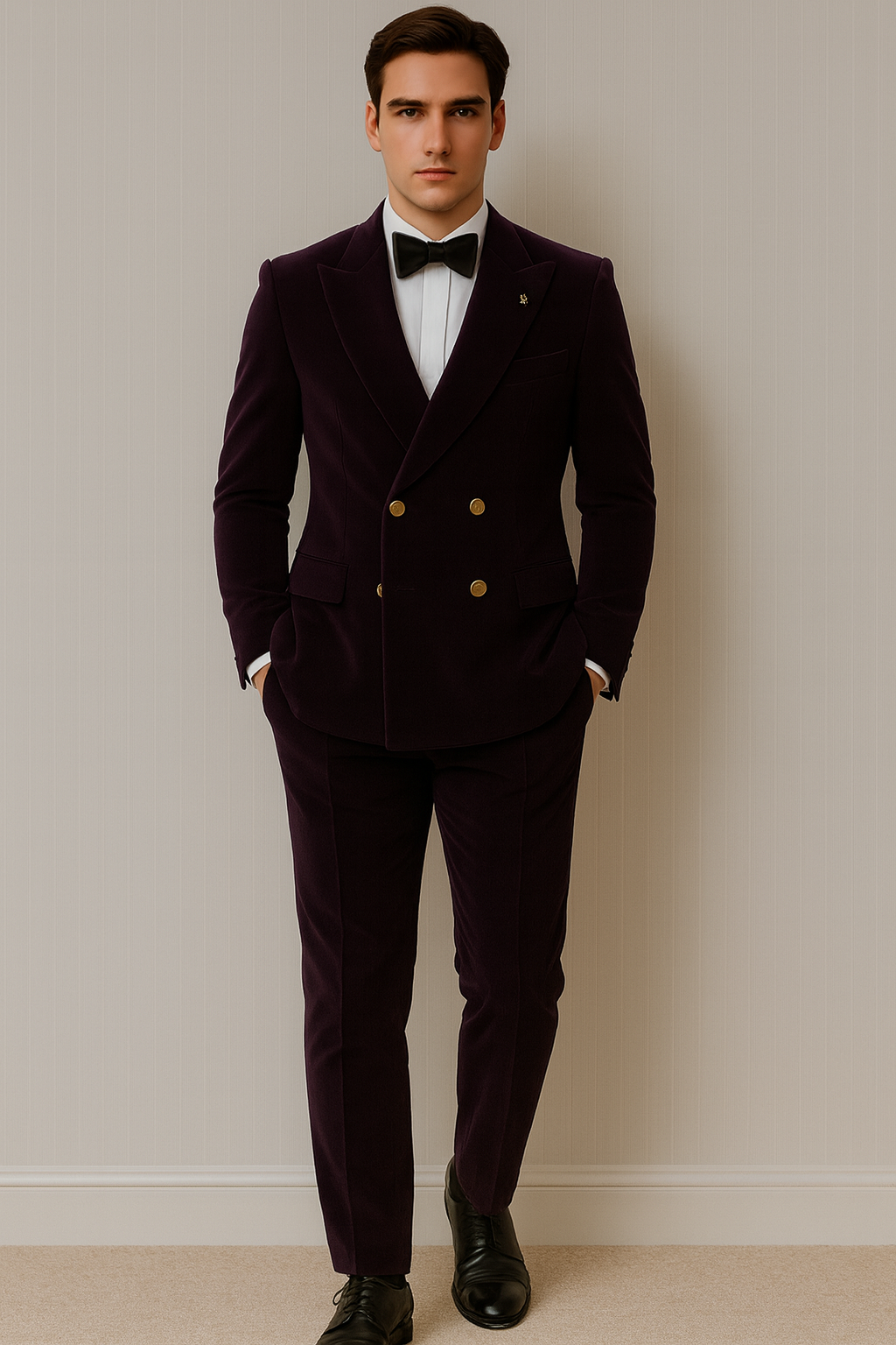 Mens Velvet Suit - Slim Fit Double Breasted Suit Blazer and Pants - Green