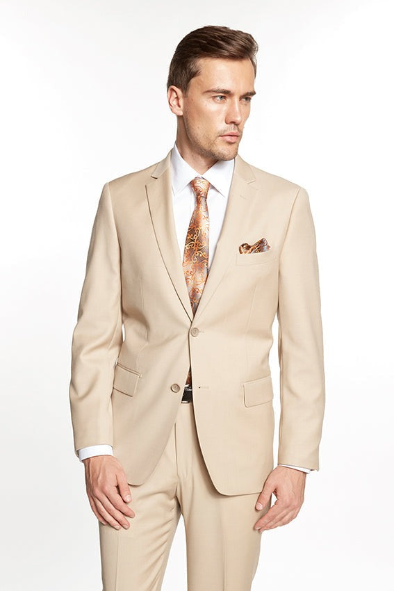 Mantoni Beige Wool Business Suit