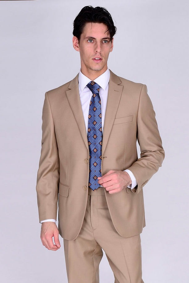 Mantoni Wool Business Suit in Camel