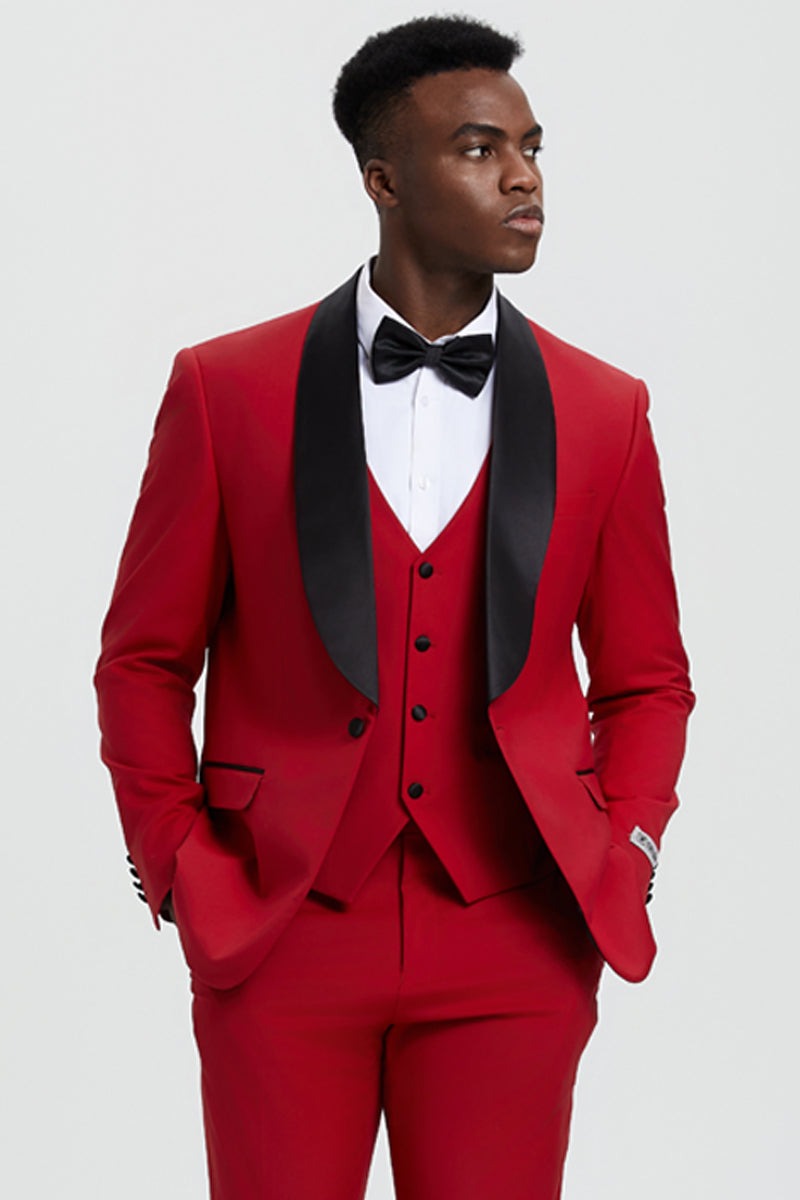 Red Shawl Lapel Stacy Adams Tuxedo Suit