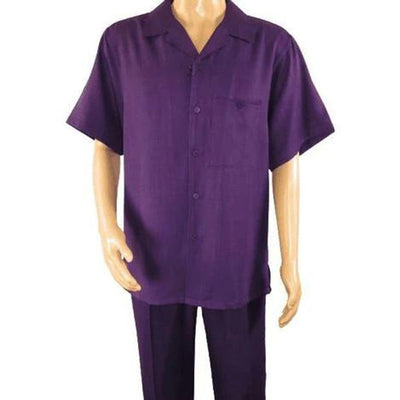 Purple Short Sleeve Walking Suit for Men