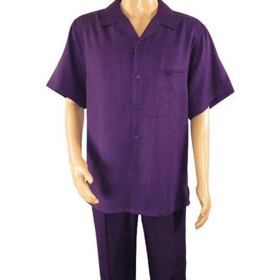 Purple Short Sleeve Walking Suit for Men