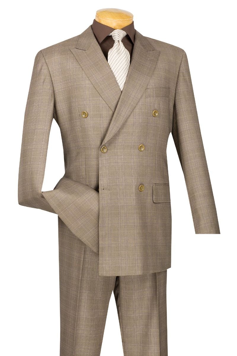 Vinci Men's 2-Piece Glen Plaid Double Breasted Suit