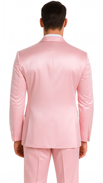 Dusty Rose Satin Skinny Fit Tazzio 3 Piece Suit