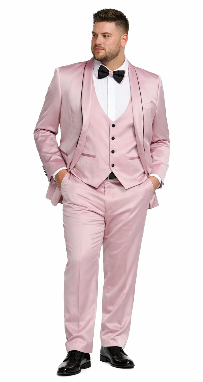 Dusty Rose Slim Fit Satin Tuxedo – Four Piece Set