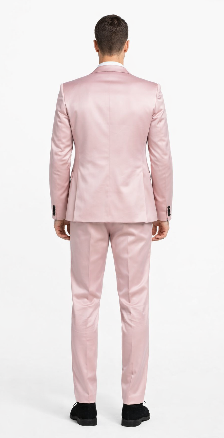 Dusty Rose Slim Fit Satin Tuxedo – Four Piece Set