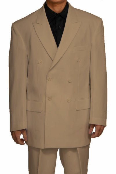 Double Breasted Tan Polyester Suit for Men