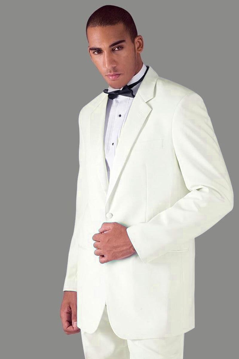 Men's Cream Poly 2-Button Tuxedo by Milano Moda