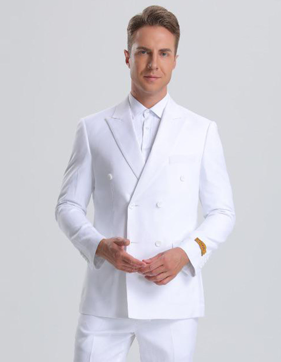 Double Breasted Summer Seersucker Suit, White Pinstripe