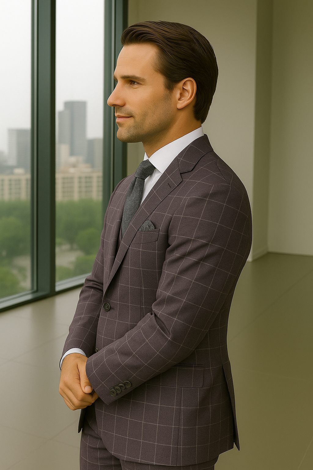 Italian 3 Piece Wool Modern Business Suit