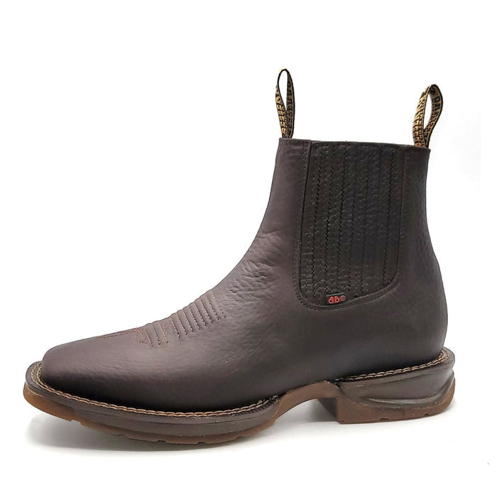 El Besserro Men's Square Toe Leather Ankle Boots Chocolate