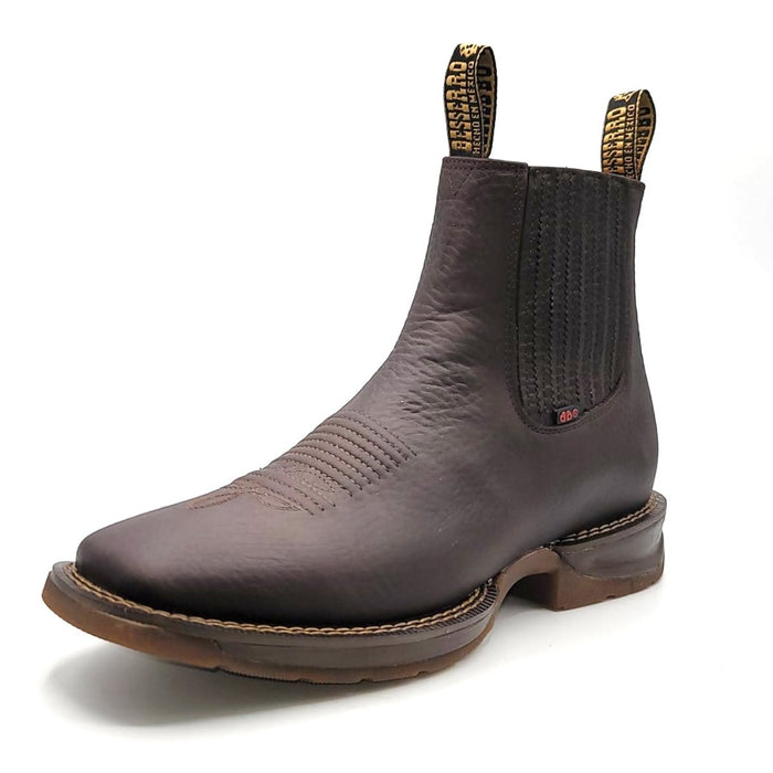 El Besserro Men's Square Toe Leather Ankle Boots Chocolate