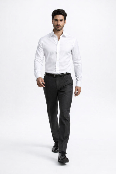 Verno Men's Classic White Cotton Dress Shirt