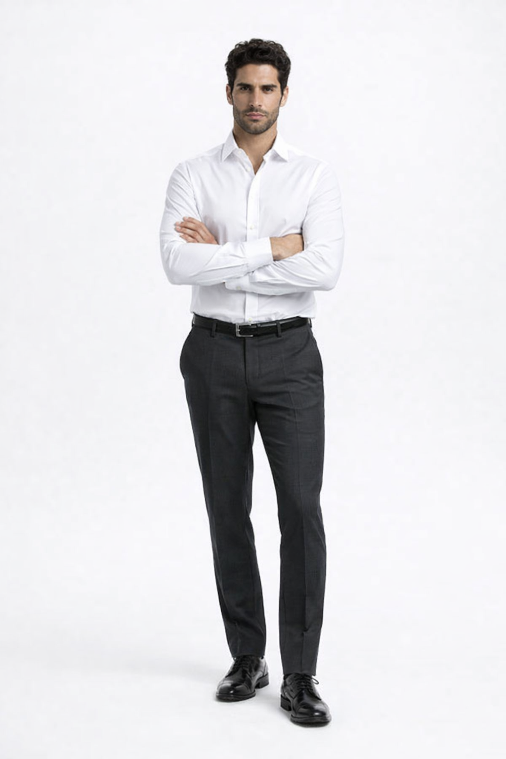 Verno Men's Classic White Cotton Dress Shirt