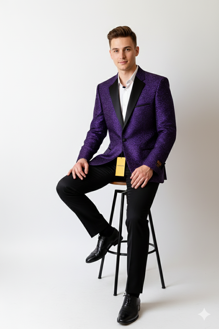 Floral ~ Flower Sportcoat ~ Paisley Jacket ~ Shiny ~ Fashion Purple Fancy Party Best Cheap Blazer Suit Jacket For Affordable Cheap Priced Unique Fancy For Men Available Big Sizes on sale Men Affordable Sport Coats Sale