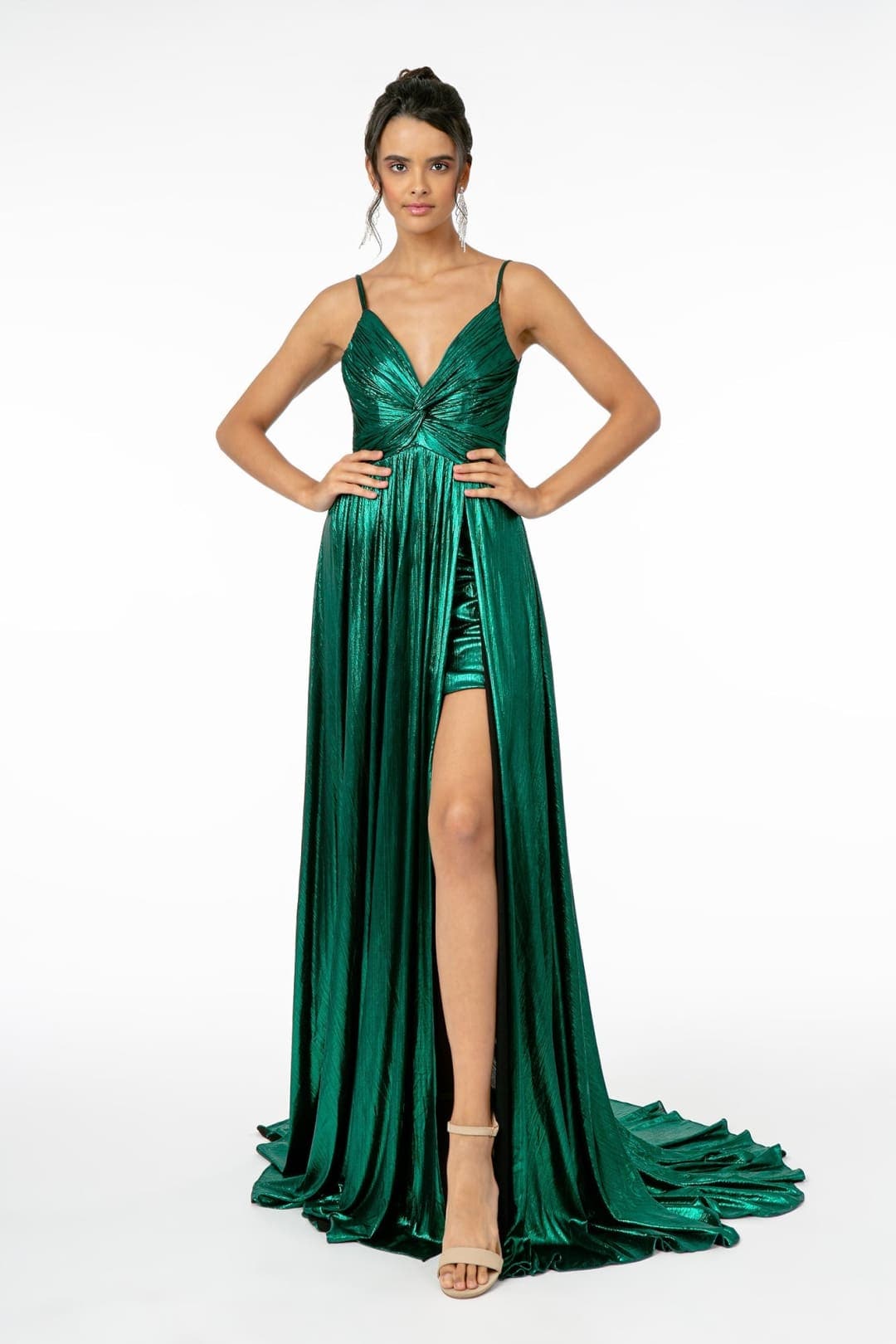 Glossy Spaghetti Strap Gown by Elizabeth KGL2927