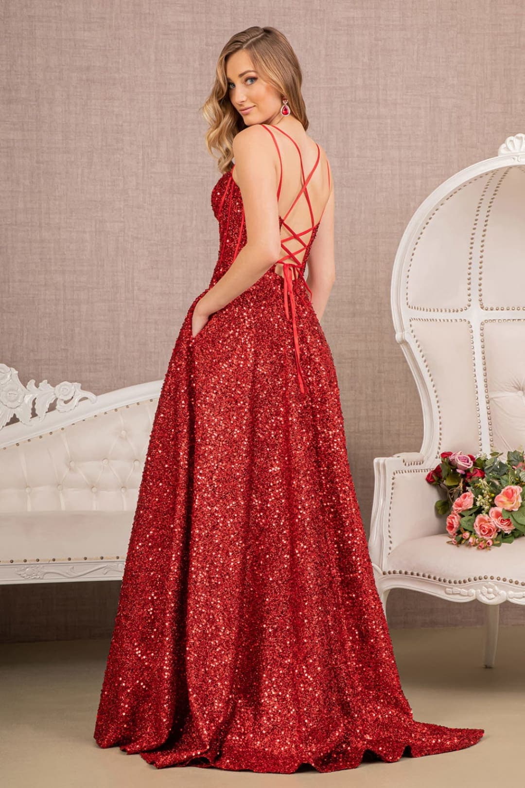 Sequin Corset Evening Dress by Elizabeth K GL3132