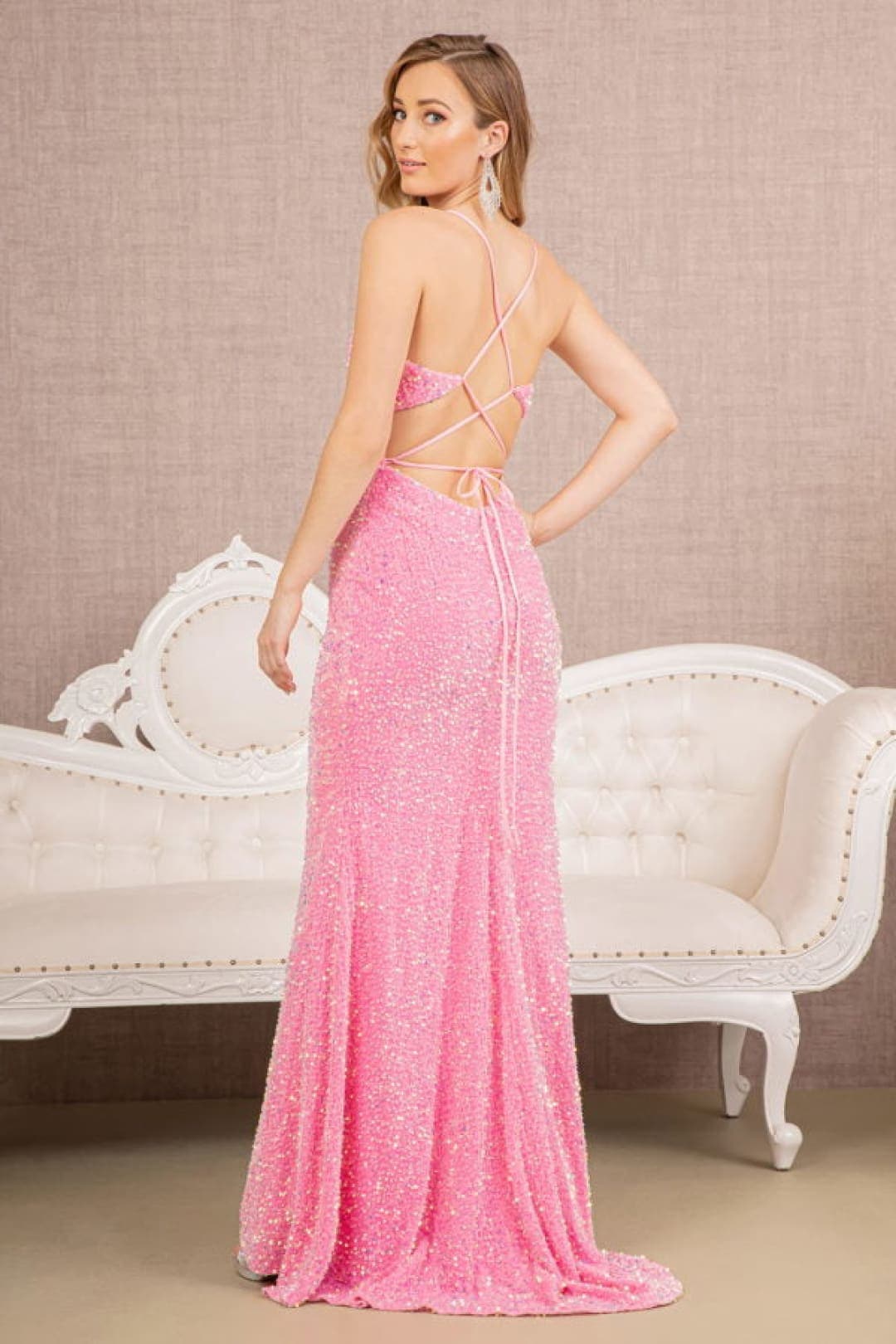 Spaghetti Strap Sequin Gown by Elizabeth KGL3142