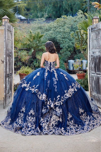Embroidered Strapless Layered Ball Gown by Bella Princess PQ1051