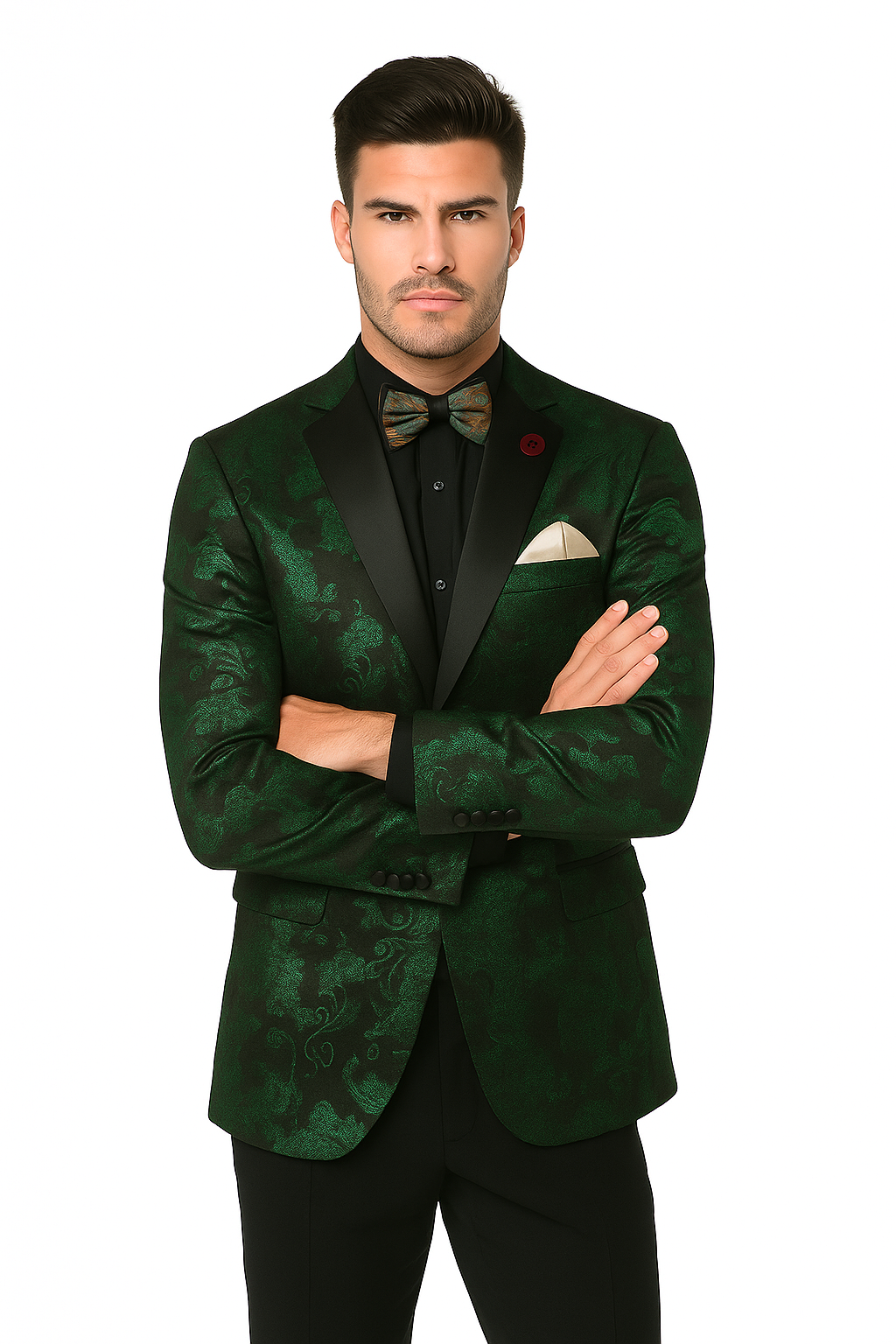 Emerald Green Paisley Tuxedo Suit - Prom Floral Tuxedo Suit - Groom Wedding Suit