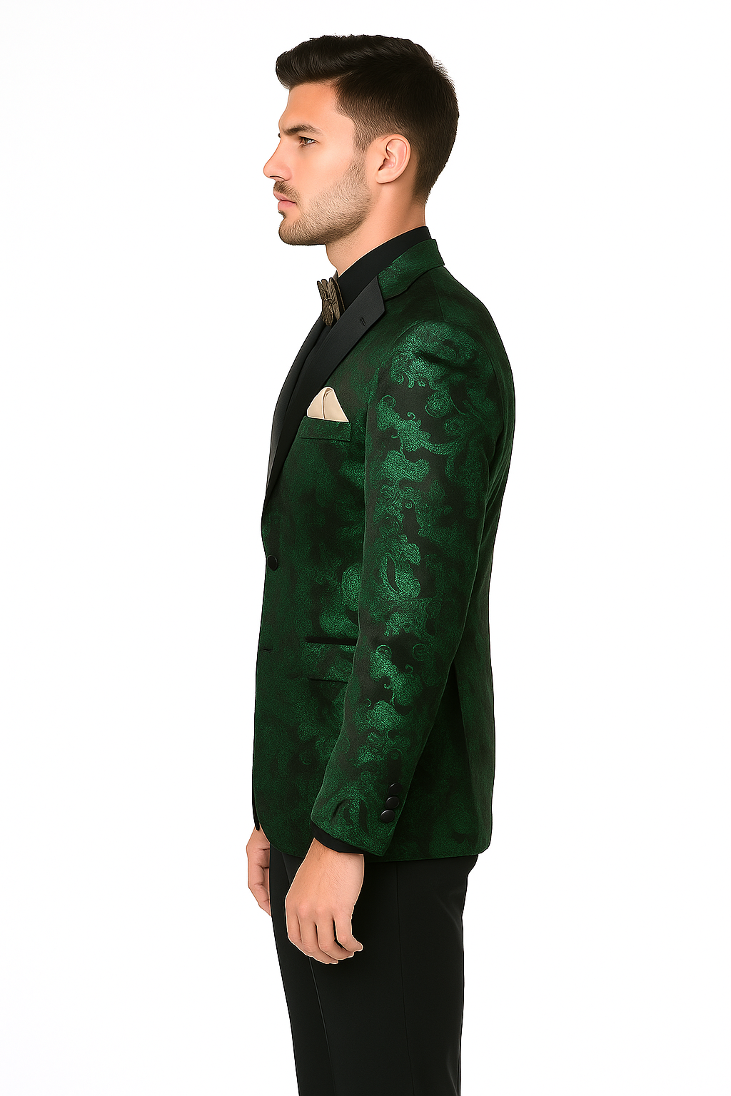 Emerald Green Paisley Tuxedo Suit - Prom Floral Tuxedo Suit - Groom Wedding Suit