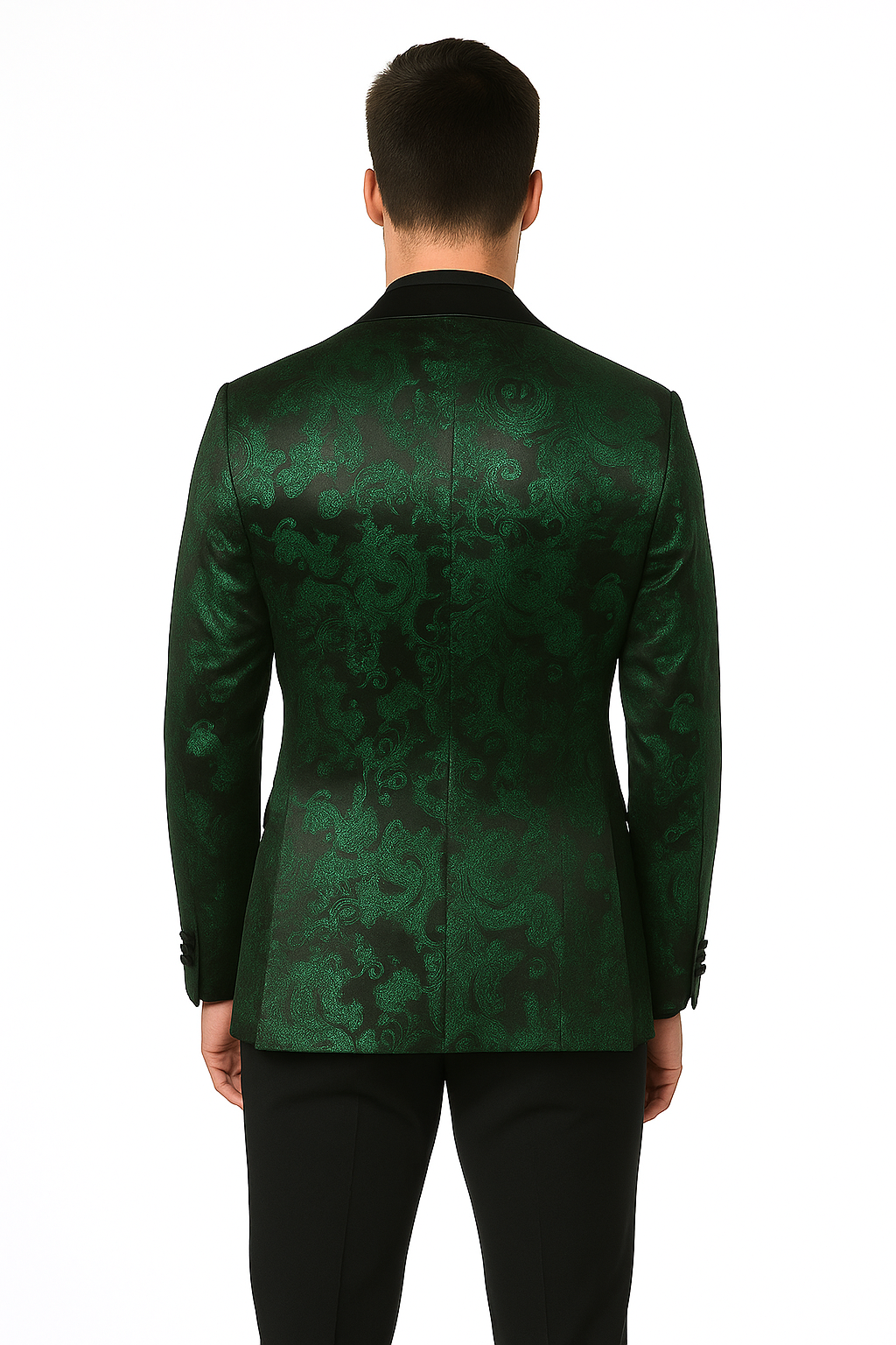 Emerald Green Paisley Tuxedo Suit - Prom Floral Tuxedo Suit - Groom Wedding Suit