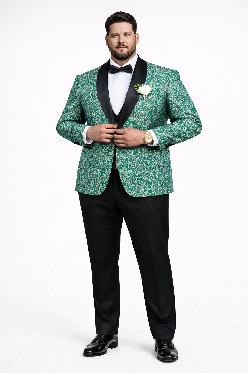 Emerald Green Paisley Tuxedo Suit for Men