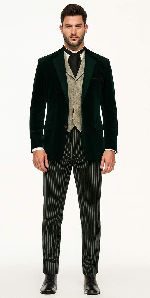 Emerald Velvet Roderick Smoking Jacket – Luxurious Men's Evening Wear