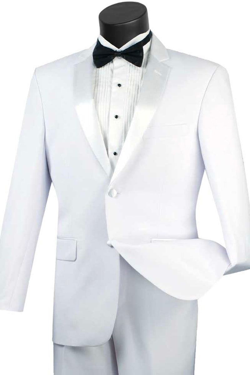 Slim Fit Wool Feel White Tuxedo for Men