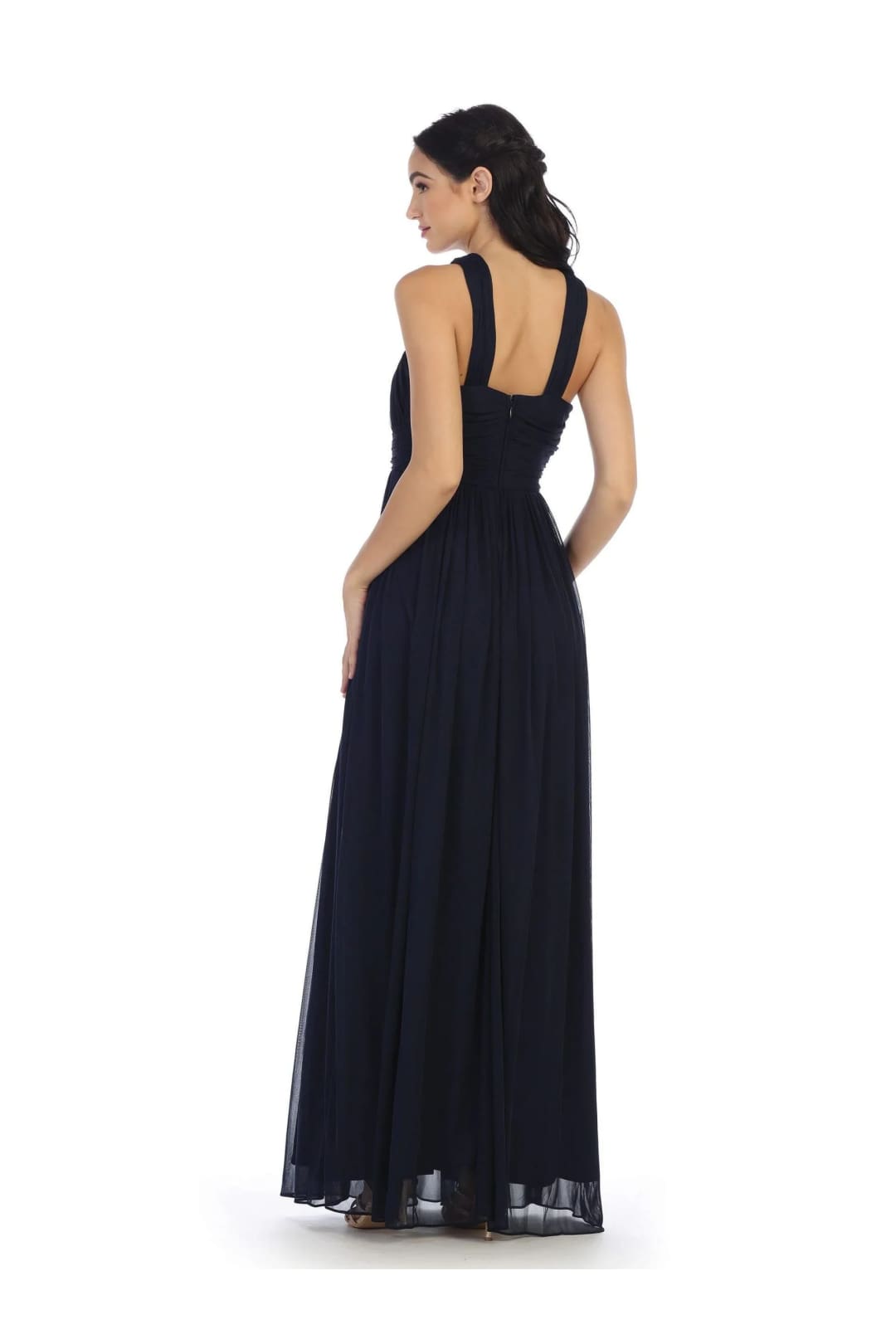 Eva USA 3280 Long Criss Cross Halter Bridesmaids Dress