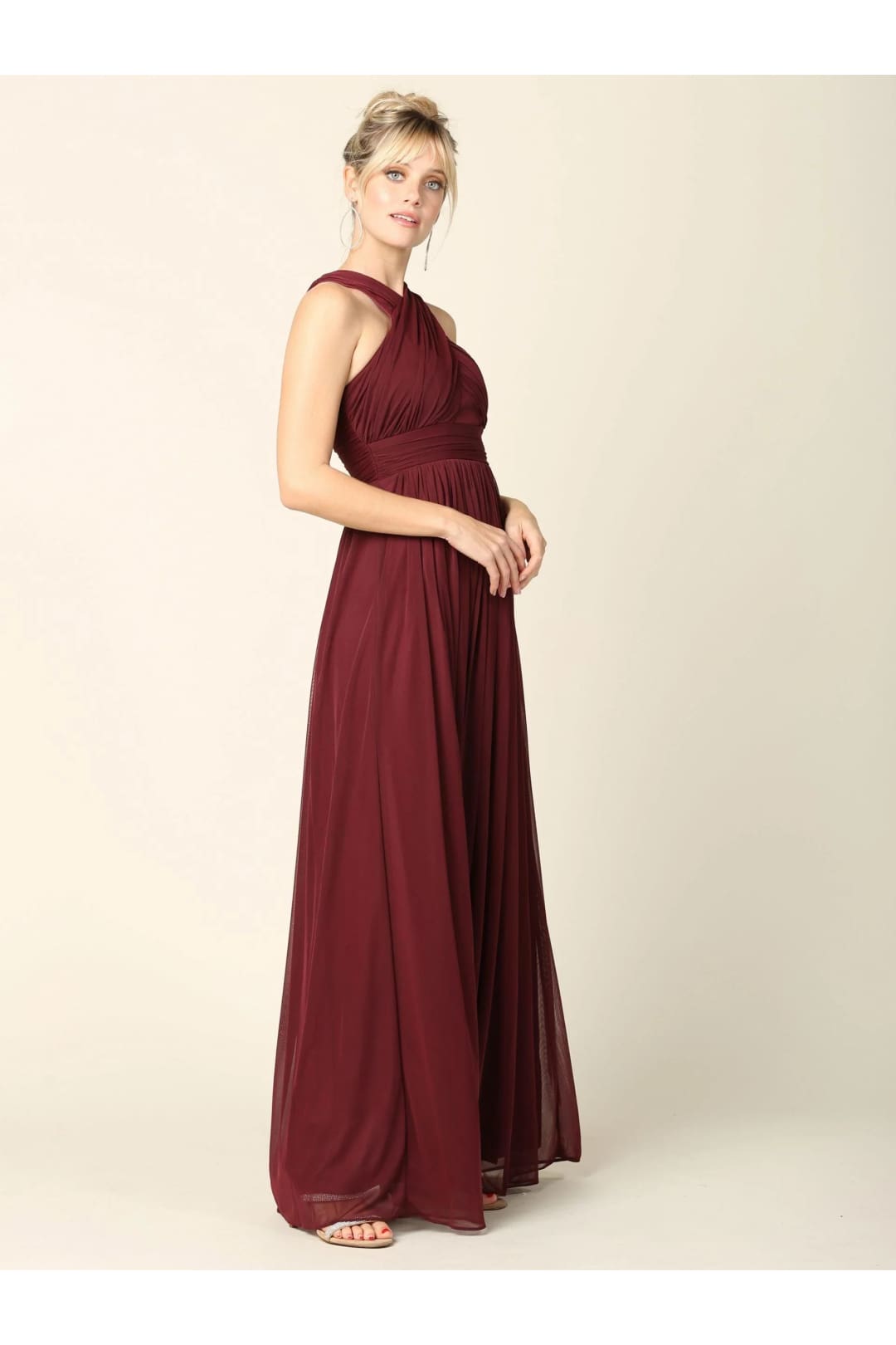 Eva USA 3280 Long Criss Cross Halter Bridesmaids Dress