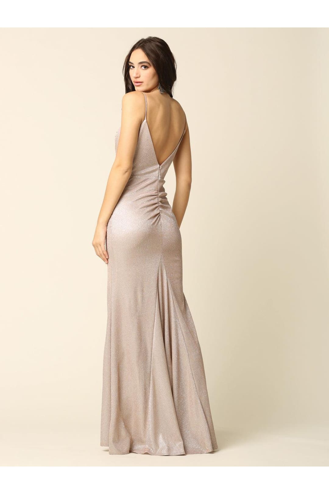 Eva USA 3358 Long Formal Spaghetti Strap Glitter Prom Dress