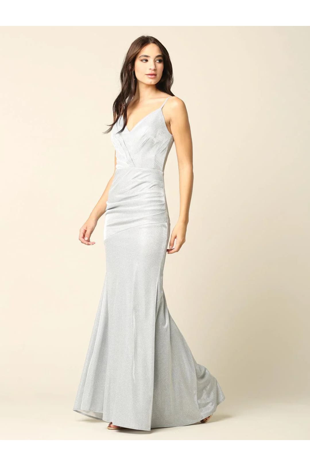 Eva USA 3358 Long Formal Spaghetti Strap Glitter Prom Dress