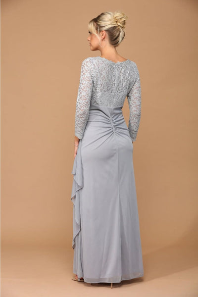 V-Neck Long Lace Gown Mother of the Groom Dress