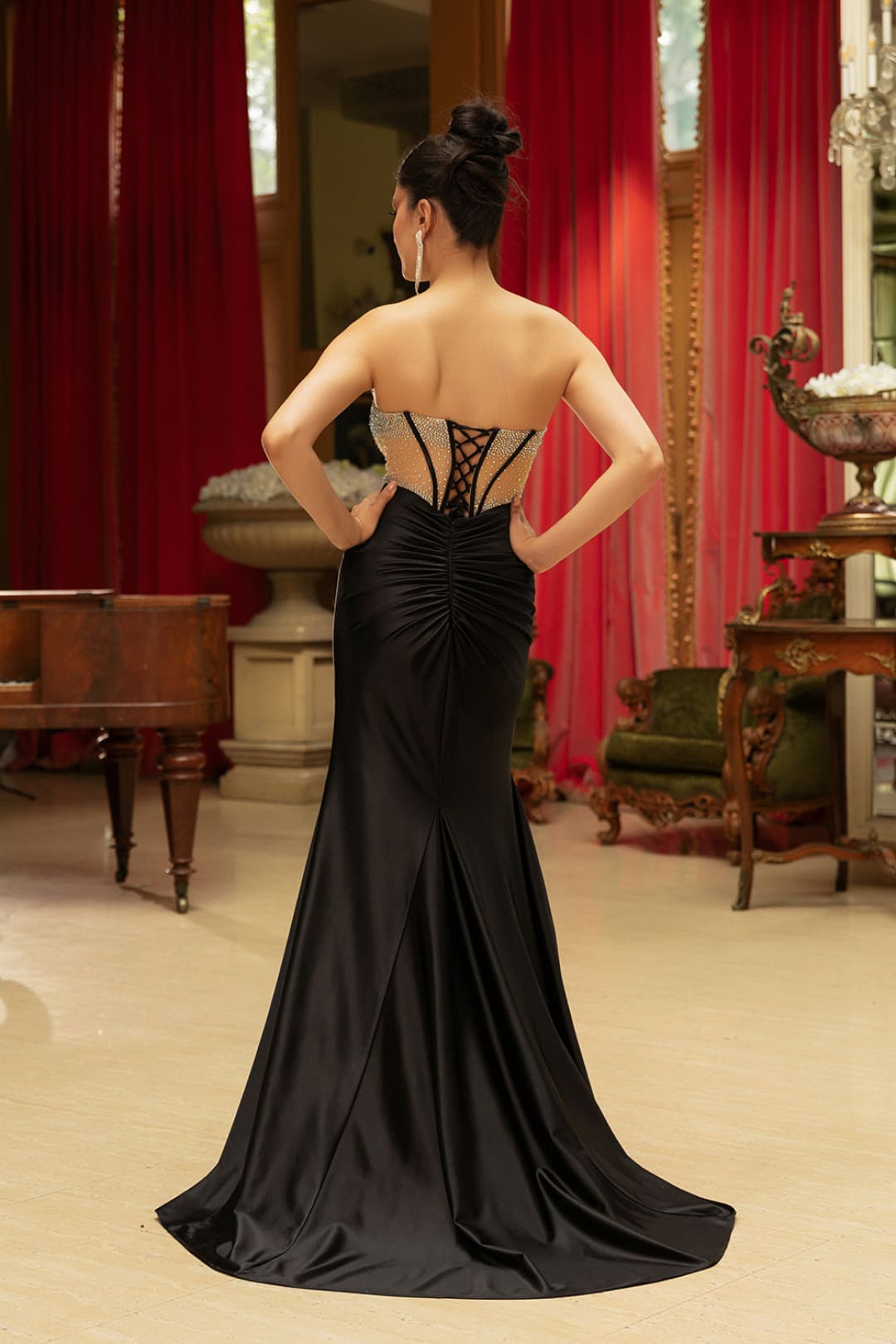 Evening Gown Straight Across Neck Sheath By May Queen MQ2120