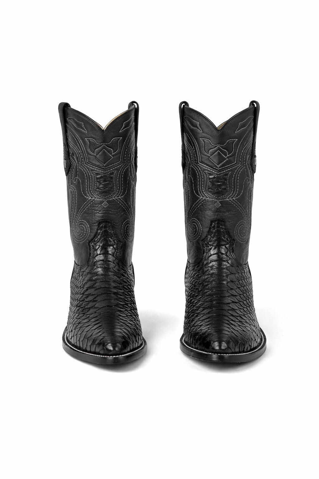 Python Skin Yellow Gold J Toe Boots for Men