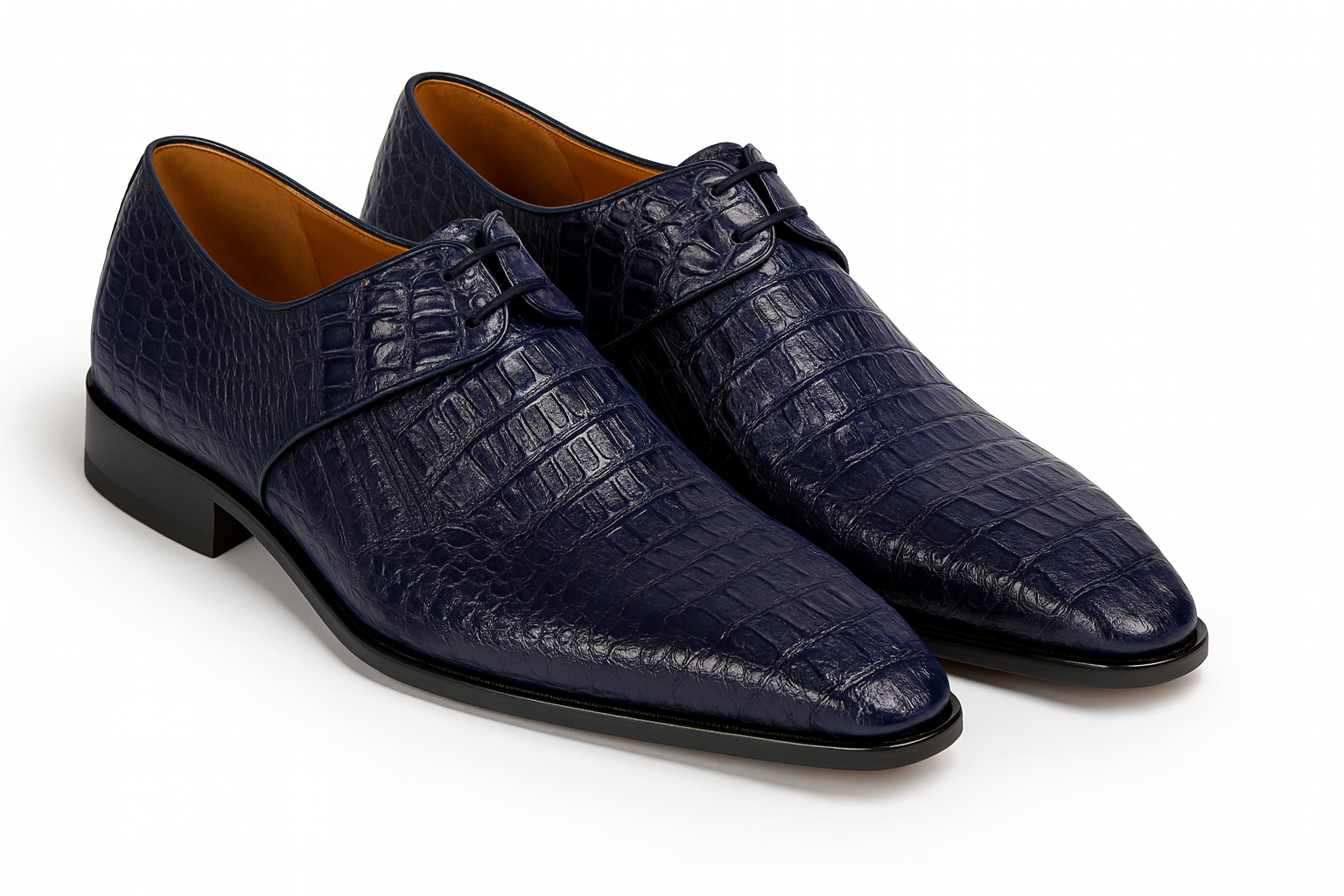 Navy Crocodile & Calfskin Slip-On Loafers