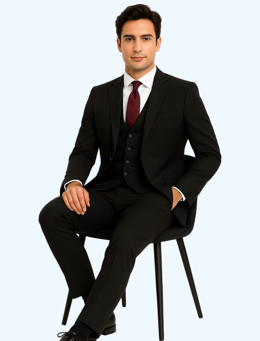 Extra Slim Fit Suit Black Shorter Sleeve~ Shorter Jacket